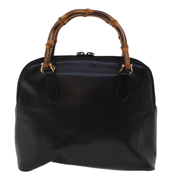 GUCCI Bamboo Hand Bag Leather 2way Black Auth 45974 - Picture 2 of 16